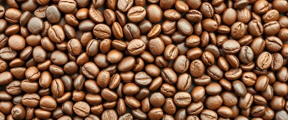 Fototapeta premium Close-up of coffee beans arranged in a geometric pattern, background, graphic