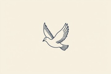 Fototapeta premium Minimalist one-line dove outline symbolizing peace and love, hand-drawn with thick black lines, clean design with negative space, vector illustration.