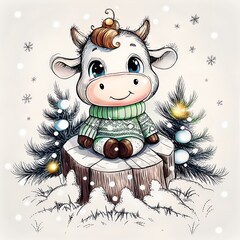 cute animal card with Christmas theme
