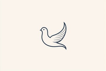 Obraz premium Minimalist one-line dove outline symbolizing peace and love, hand-drawn with thick black lines, clean design with negative space, vector illustration.