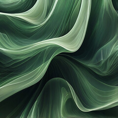 Abstract flowing waves of emerald green and light green hues creating a smooth organic texture with gentle curves and flowing lines