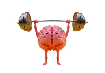 Brain Weightlifting Animation for Mental Strength, Fitness, Education, Motivation & Marketing | isolated on transparent background PNG