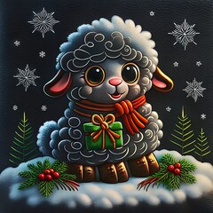 cute animal card with Christmas theme