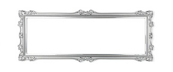 Elegant silver photo frame, isolated on white background,  silver frame,  clipping path