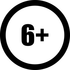 6+ Age Restriction Symbol on White Circle