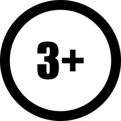 3+ Age Restriction Symbol on White Circle