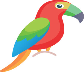 Fototapeta premium Vibrant Cartoon Parrot with Colorful Feathers on a Transparent Background bird macaw
