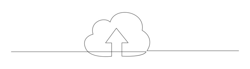 Single Line Art of Cloud Upload Icon on White