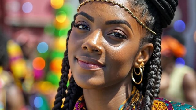Juneteenth, people celebrating freedom with flags, music, and cultural pride in vibrant community parade.
