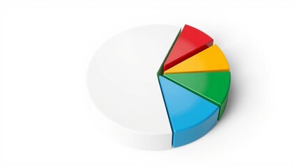 Fototapeta premium 3D pie chart with glossy colorful segments isolated on white background, business data infographic.