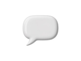 Simple white speech bubble icon for communication and messaging concepts isolated