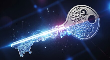 Unlock the future with this stunning digital key - a symbol of cybersecurity, innovation, and secure technology solutions