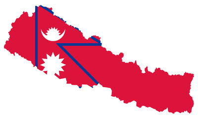 Maps of Nepal with Nepal Flag Asian Country