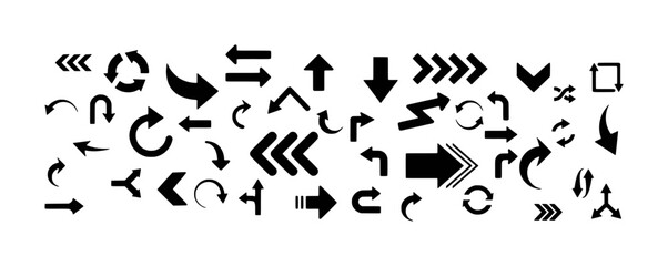 Diverse Collection of Black Arrows and Directional Symbols