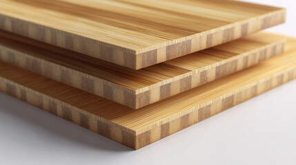 Stack of Bamboo Wood Panels Close-up for Flooring Texture and Construction