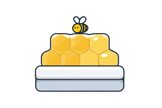 Honeycomb cake with bee