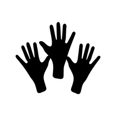 Obraz premium Three black hand silhouettes reaching upwards on a plain white background art