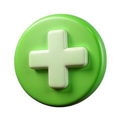 Fototapeta premium 3d green plus icon in circle isolated on transparent background