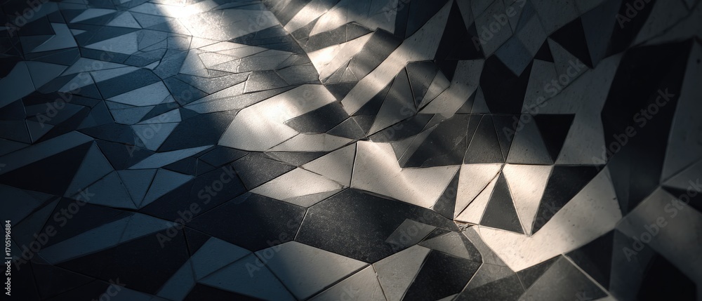 Poster abstract geometric pattern with light and shadow creating a modern mosaic design, perfect for backgr