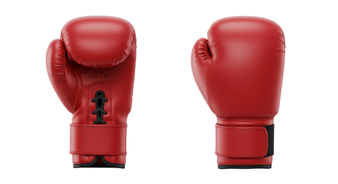 Red Boxing Gloves Isolated on White, Sport Equipment