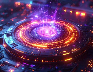 Abstract Quantum Circuit with Neon Lights