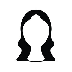 Abstract Woman Portrait Silhouette with Long Wavy Hair in Black and White