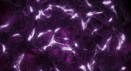 Abstract purple geometric network with glowing light connections