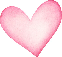 Watercolor pink heart on transparent background.