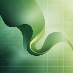 Abstract flowing green ribbon wave with subtle grid pattern overlay suggesting organic growth and technology integration