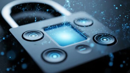 Futuristic Biometric Padlock Secure Digital Access and Data Protection - Powered by Adobe