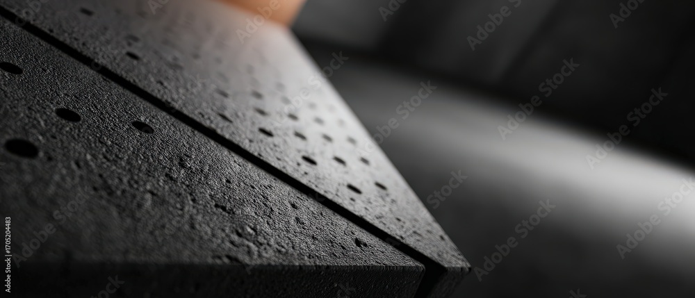 Poster abstract dark concrete texture with holes in a geometric pattern, creating a modern and industrial b