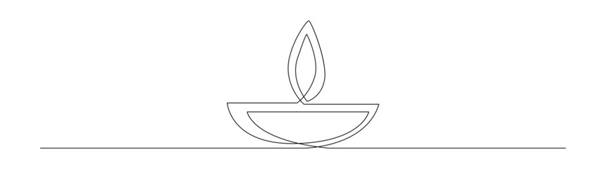 Diwali Lamp One Line Drawing Illustration
