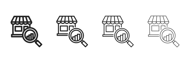 Market Icon Set With Multiple Line Styles Vector Illustration 