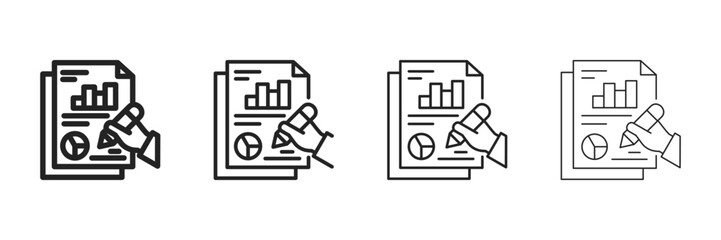 Data Icon Set With Multiple Line Styles Vector Illustration 