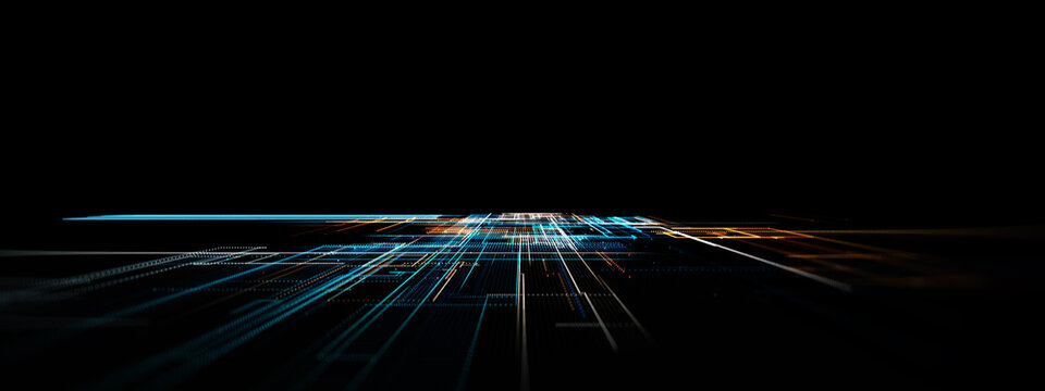 Futuristic Digital Grid Technology Background AI Data Flow