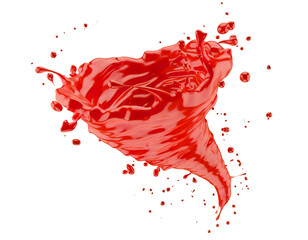 red juice splash isolated on a white background. 3d render