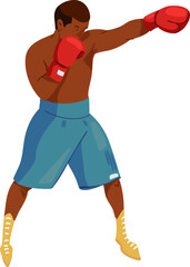 A man at a boxing training session. Vector illustration.
