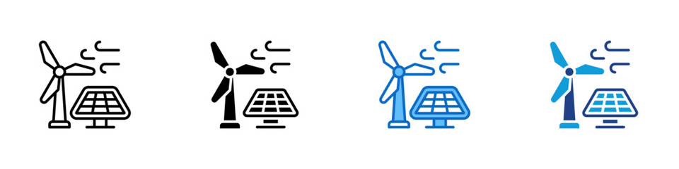 Smart Grid Multiple Style Icon Design Vector - Smart grid integration combining renewable energy sources for efficient electricity distribution