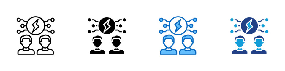 Community Energy Multiple Style Icon Design Vector - Decentralized community energy solutions promoting local renewable energy access and resilience