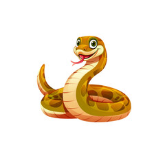Fototapeta premium Charming Snake Illustration: A cheerful, cartoon-style snake with bright colors and a playful pose, inviting viewers with its delightful demeanor. 