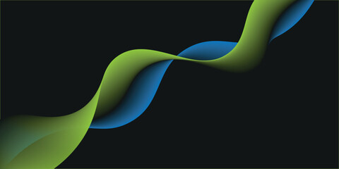 Premium sparkling luxury green waves background on black background. vector