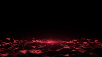 Abstract Red Network Web on Black Background with Rays of Light