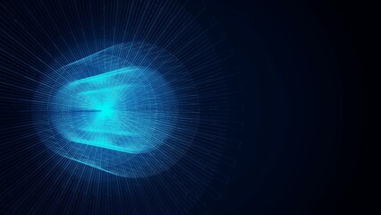 A digital representation of an intricate blue neon brain with swirling data streams