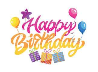 Happy Birthday - hand drawn doodle lettering quote. Lettering for t-shirt design, mug print, bag print, clothes fashion. 100% hand drawn vector image.