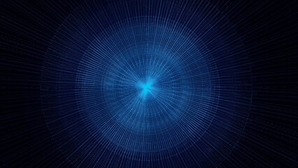 Abstract Digital Universe with Radiating Blue Lines and Glowing Center Effect