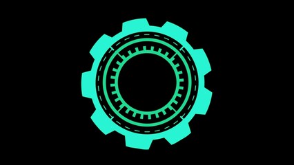 Futuristic Gear Cogwheel Design with Neon Green Glow on Black Background