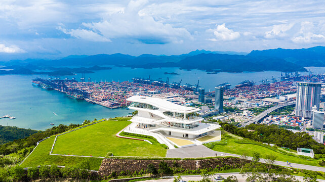 Shenzhen ,China -  Aerial view of container ship in Yantian port in Shenzhen city, China - Powered by Adobe