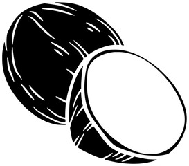 fruit illustration coconut silhouette fresh logo food icon tropical outline healthy exotic half palm coco milk leaf set natural shape and vector graphic background