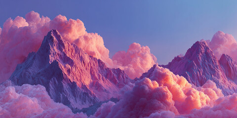 majestic cotton candy mountains in pastel colors