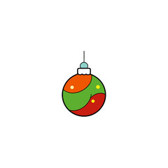 Colorful christmas ornament isolated on transparent background